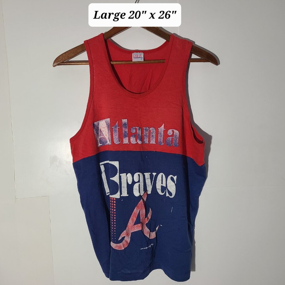 Vintage 1991 Atlanta Braves Red/Blue Colorblock Large Tank Top Made in USA